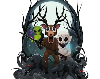 Descarga digital de Halloween de Roblox de 99 noches en el bosque / Plantilla de diseño de camiseta espeluznante de Roblox / Gráfico de ropa imprimible / Imprimible