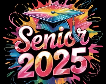 Senior 2025 png, Abschlussfeier png, Neon Senior 2025 Clipart, Druckdatei, Sublimationsdesign - Senior png, digitaler Download