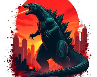 Godzilla Attack PNG, Digital File | High-Quality Artwork for Crafts and Projects