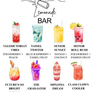 Graduation Party Lemonade Bar Menu