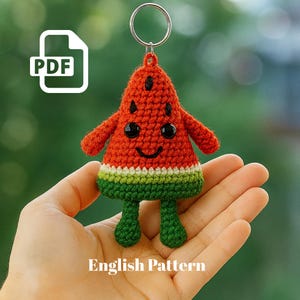 Watermelon Amigurumi Crochet Pattern – Keychain Plushie PDF – Beginner Friendly Toy Tutorial