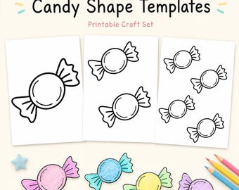 Candy Templates Printable | Wrapped Lolly Shape Outline Cut Out | Classroom Party Decor, Fun Coloring Activity | Kids Reward Craftables