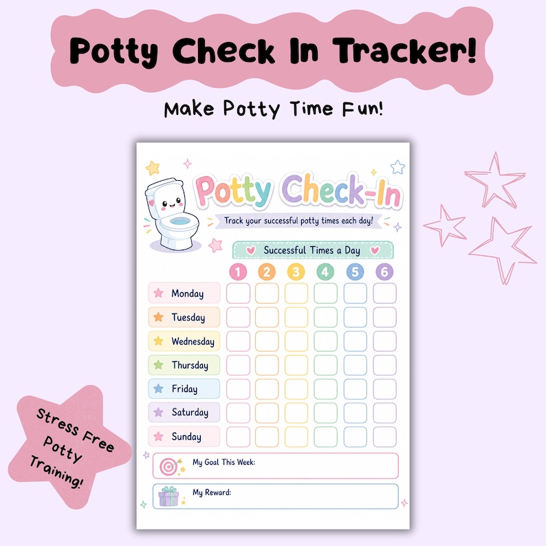 Potty Tracking System Potty Training Tracker | Children Daily Potty Check in Reward Chart ...
