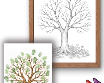 Color In Fingerprint Family Tree | Kids Coloring Activity | Printable Digital Activity Download | Guestbook, Relatives, Baby, Family Gift