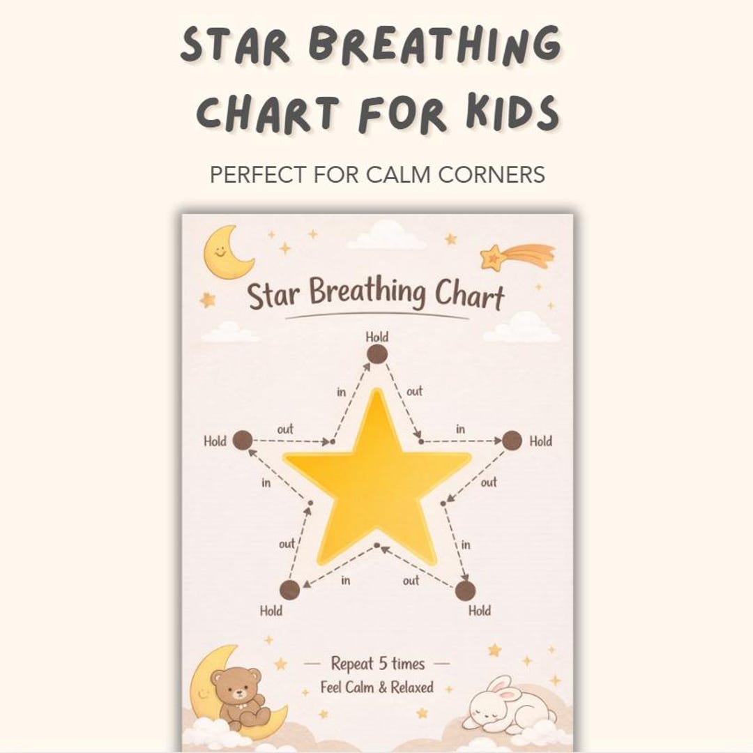 Star Breathing Chart for Kids | Grounding Calm Down Strategy Poster ...