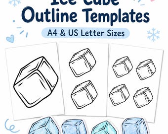 Ice Cube Template Printable | Frozen Water Outline Cutouts | Ice Prop for Children Artwork | Summer and Winter Classroom Crafts for Kids PDF