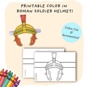 Casco de soldado romano para colorear y recortar / Coronas de juguete para niños / Sombrero de legión romana de papel para imprimir y hacer tú mismo / Plantillas creativas para niños