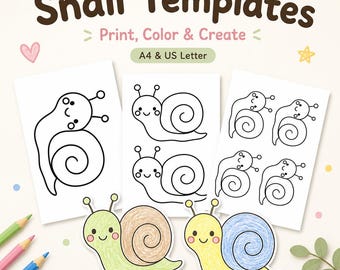Snail Template Printable | Cute Outdoor Garden Snail Outline Cut Out | Classroom Decor, Fun Spring Coloring Activity | Kids Nature Craftable