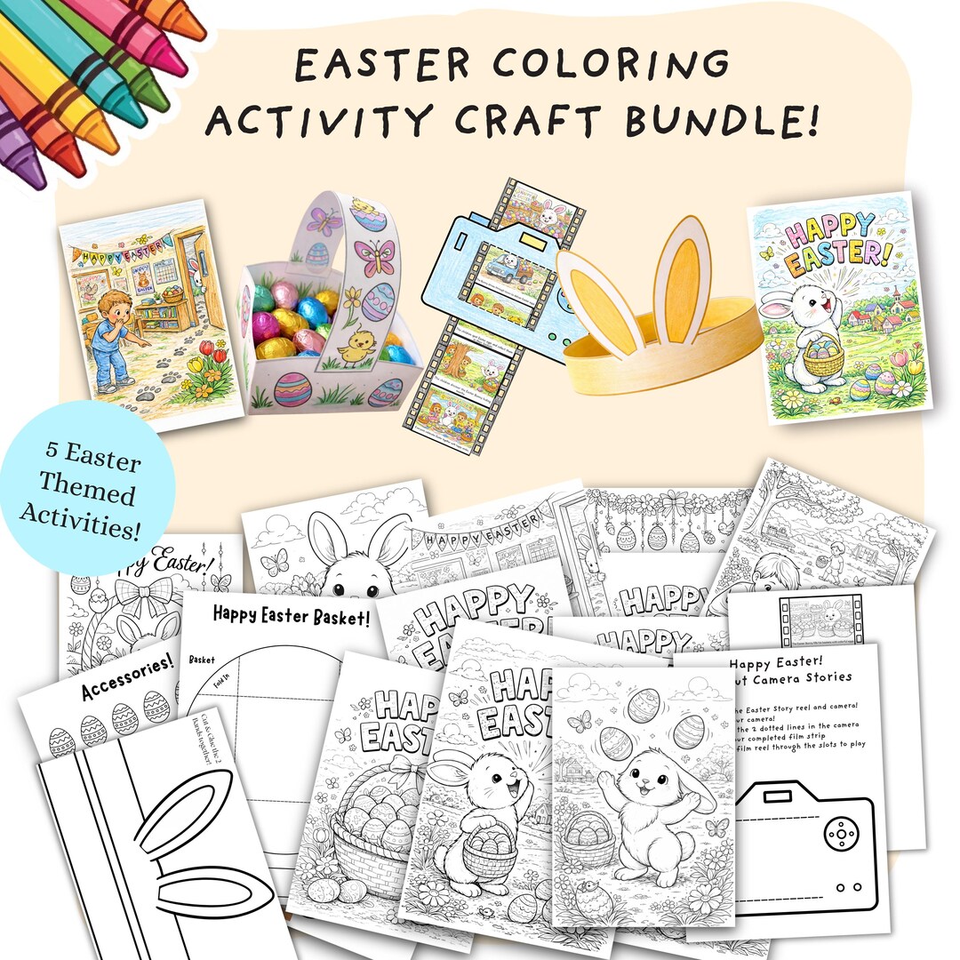 BUNDLE Happy Easter Activities Kids Set | 5x Printable Crafts ...