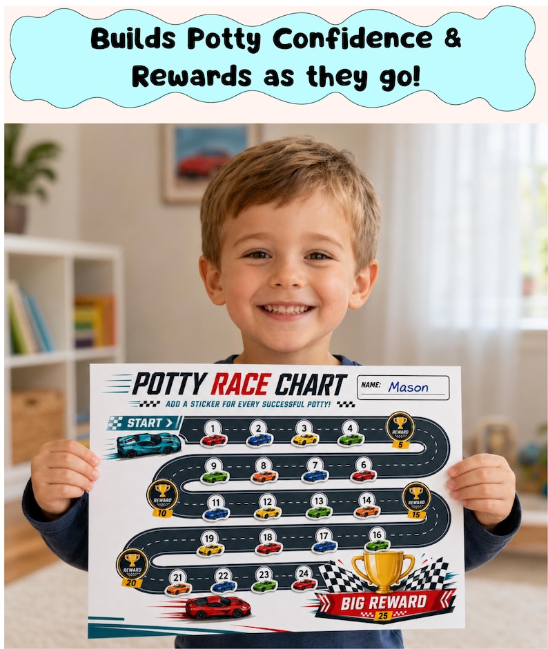 Potaty Racing Race Car Potty Chart | Fun Toddler Potty Training Reward System ...