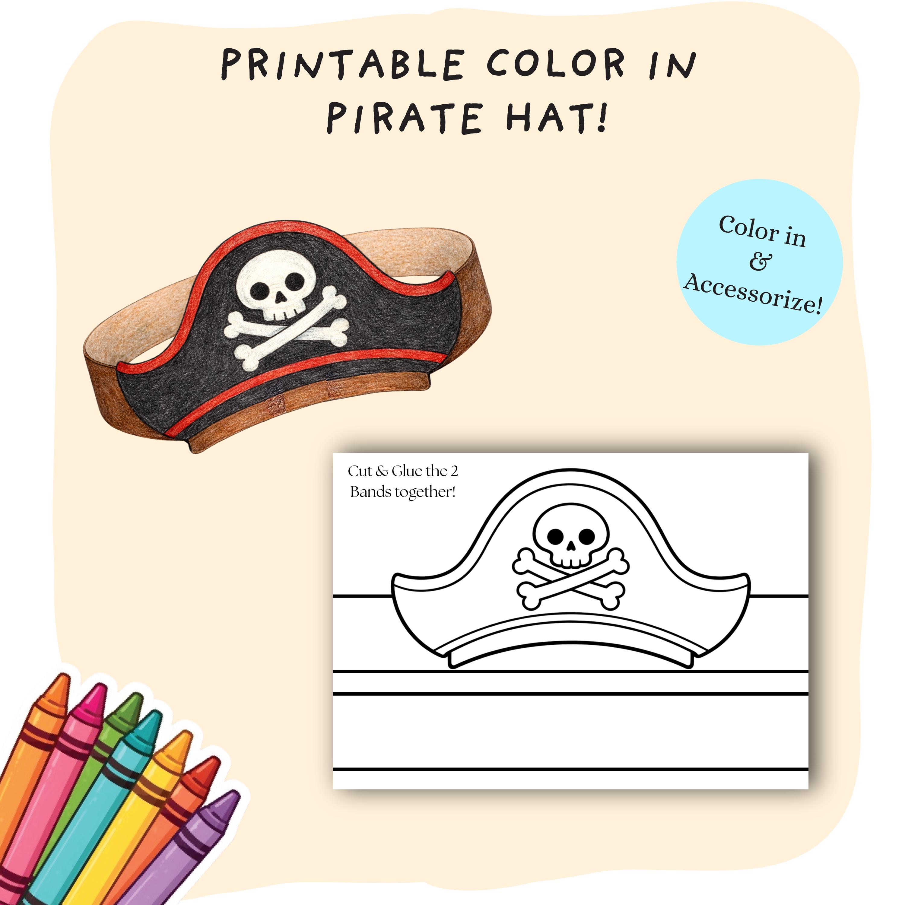 Pirate Hat Coloring Cut Out Craft Kids Cut & Paste Craft Crown…