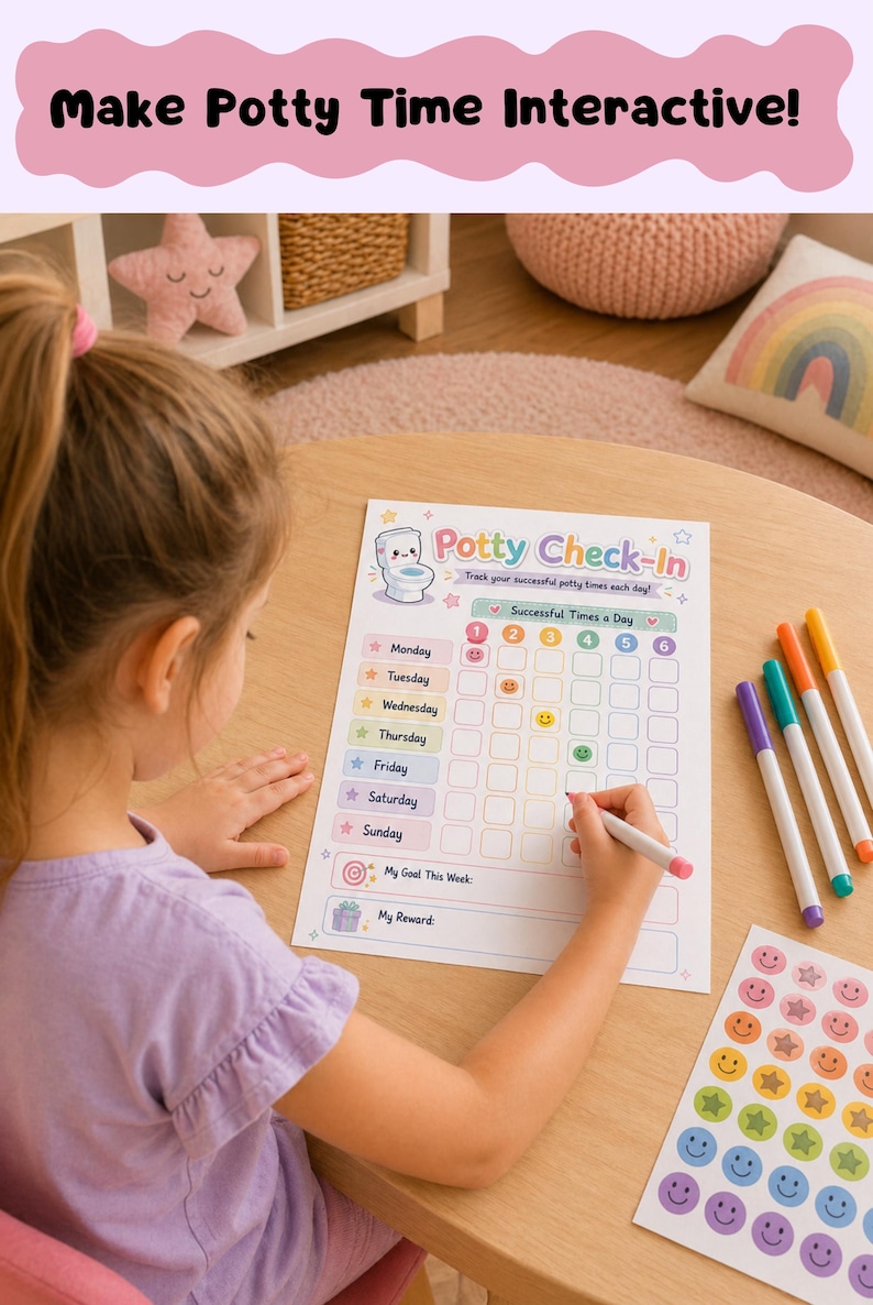 Potty Tracking System Potty Training Tracker | Children Daily Potty Check in Reward Chart ...