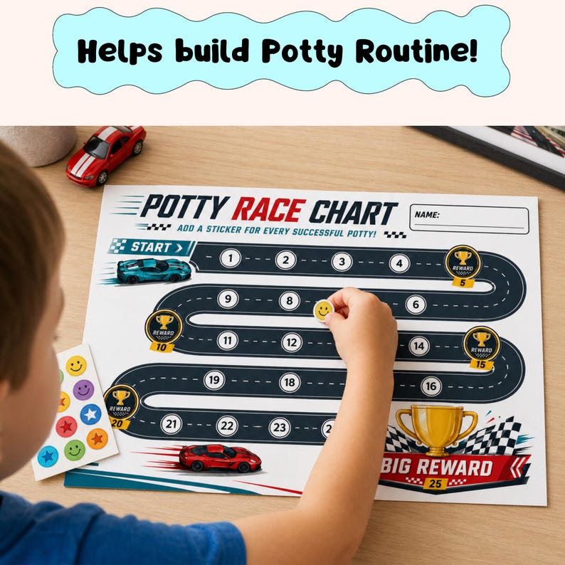 Race Car Potty Chart | Fun Toddler Potty Training Reward System ...