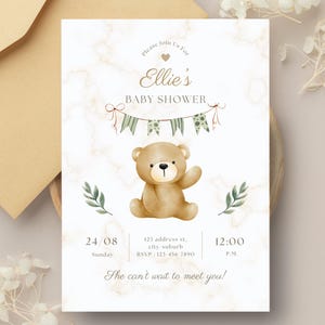 Minimalist Baby Shower Invitation | Classic Boy Girl Unisex Gender Neutral Modern Baby Shower Editable Invite | Aesthetic baby party invite