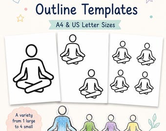 Meditation Icon Template Printable | Yoga Pose Outline Cutouts | Mindfulness, Calm Corner Craft, Yoga and Classroom Activity for Kids PDF