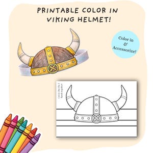 Viking Helmet Coloring Cut Out Craft | Kids Play Pretend Crowns | Printable DIY Paper Nordic Warrior Caps Hat  | Children Creative Templates