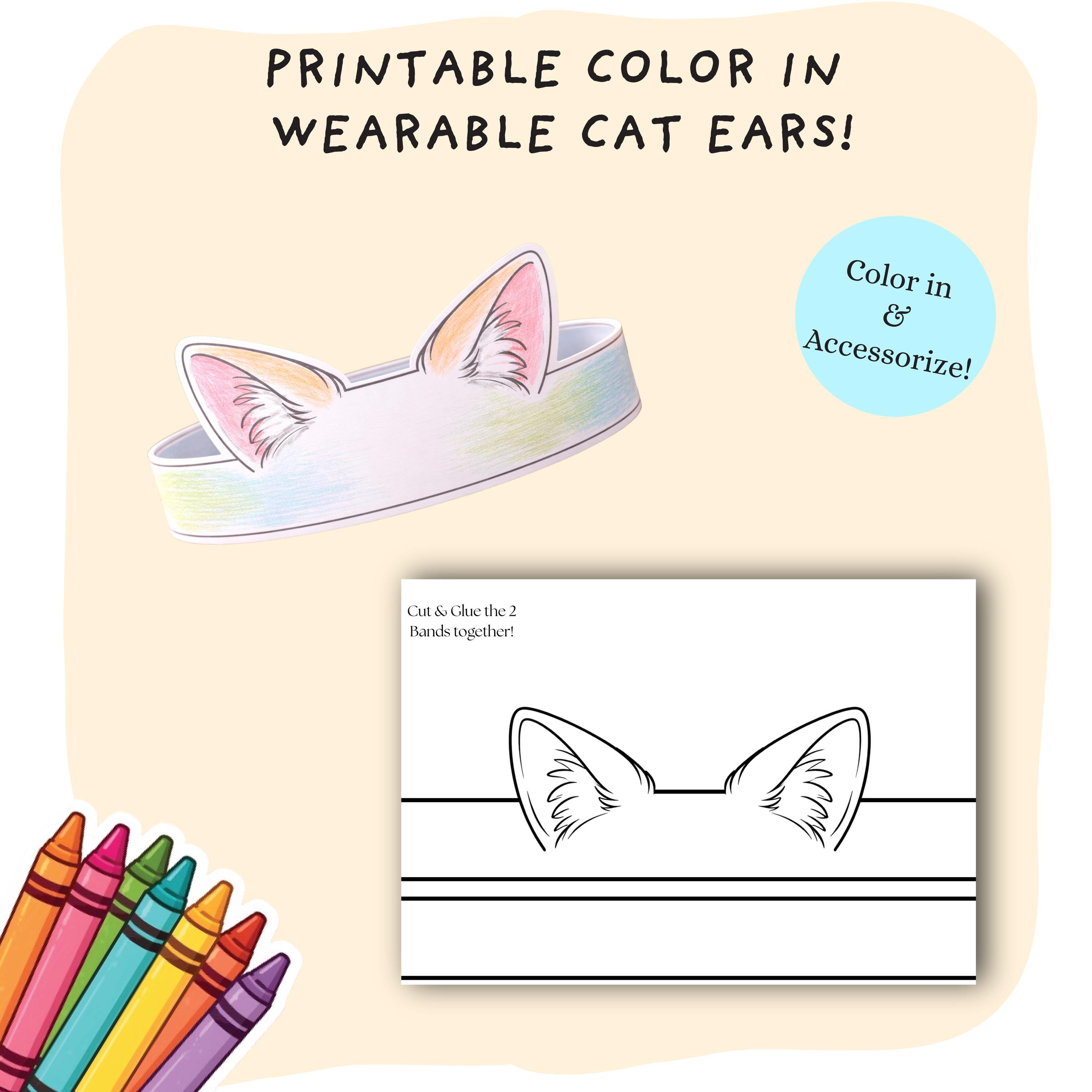 Cat Ears Coloring Cut Out Craft Kids Cut Paste Crown Printable DIY…
