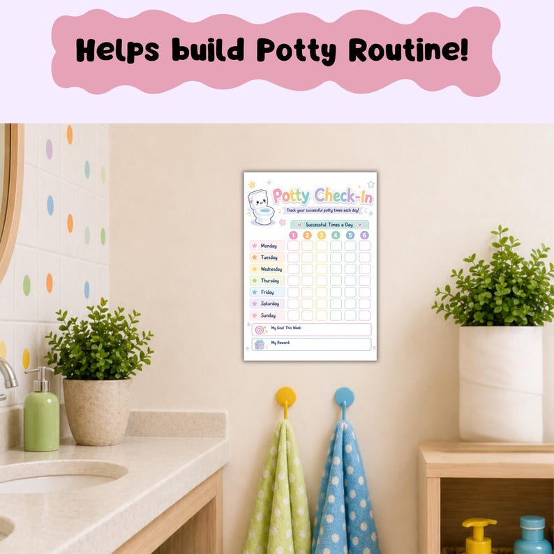 Daily Routine Potty Potty Training Tracker | Children Daily Potty Check in Reward Chart ...