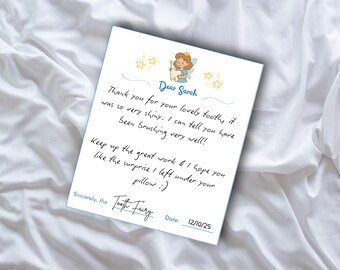 Tooth Fairy Letter | Editable Kids First Lost Tooth | Printable Good Tooth Letter from the Tooth Fairy | Note from Tooth Fairy | Good Tooth