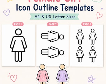 Female Icon Template Printable | Girls Restroom Symbol Cutouts | Bathroom Sign, Community Helpers and Classroom Sorting Crafts for Kids PDFs