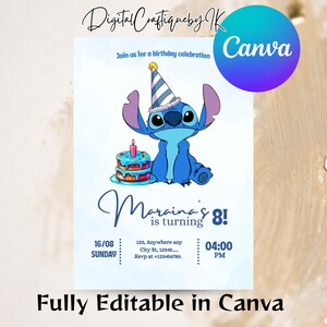 Stitch birthday digital invitation stitch birthday invitation hawaiian party invitation girls birthday invitation summer invitation