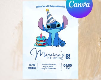 Stitch birthday digital invitation stitch birthday invitation hawaiian party invitation girls birthday invitation summer invitation