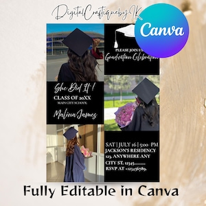 Graduation Invitation Template, Graduation Announcement, Minimalist Graduation Party Template, Multiple Photo Graduation Invite