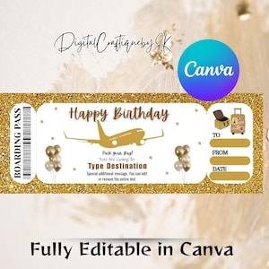 Birthday Boarding Pass Template, Surprise Trip Ticket, Surprise Vacation Ticket,Vacation Airplane Ticket, Birthday Airplane Ticket Printable