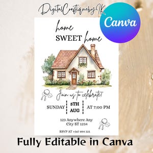 Editable House Warming Invitation, House Warming Party, Modern, Minimalist, Printable or Text Invite, Digital, House Party Invite, Canva