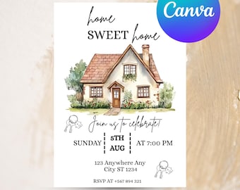 Editable House Warming Invitation, House Warming Party, Modern, Minimalist, Printable or Text Invite, Digital, House Party Invite, Canva