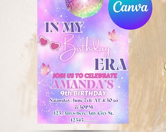 Invitación imprimible de pulsera de la amistad - Invitación de cumpleaños de la época - Invitación de cumpleaños de la época de mi cumpleaños - Plantilla de invitación de cumpleaños DIY