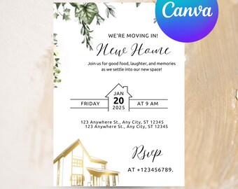 Editable Housewarming Invitation, Housewarming Party Invite, Modern Minimalistic, Home Sweet Home, New Home Card, Printable Template