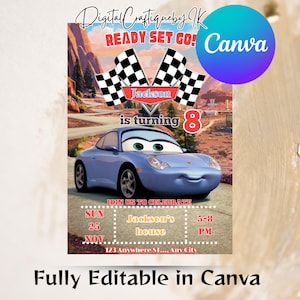 Cars McQueen Invitation, Lightning Mcqueen Birthday Invitation, Cars Birthday Invitation, McQueen Mater Invitation