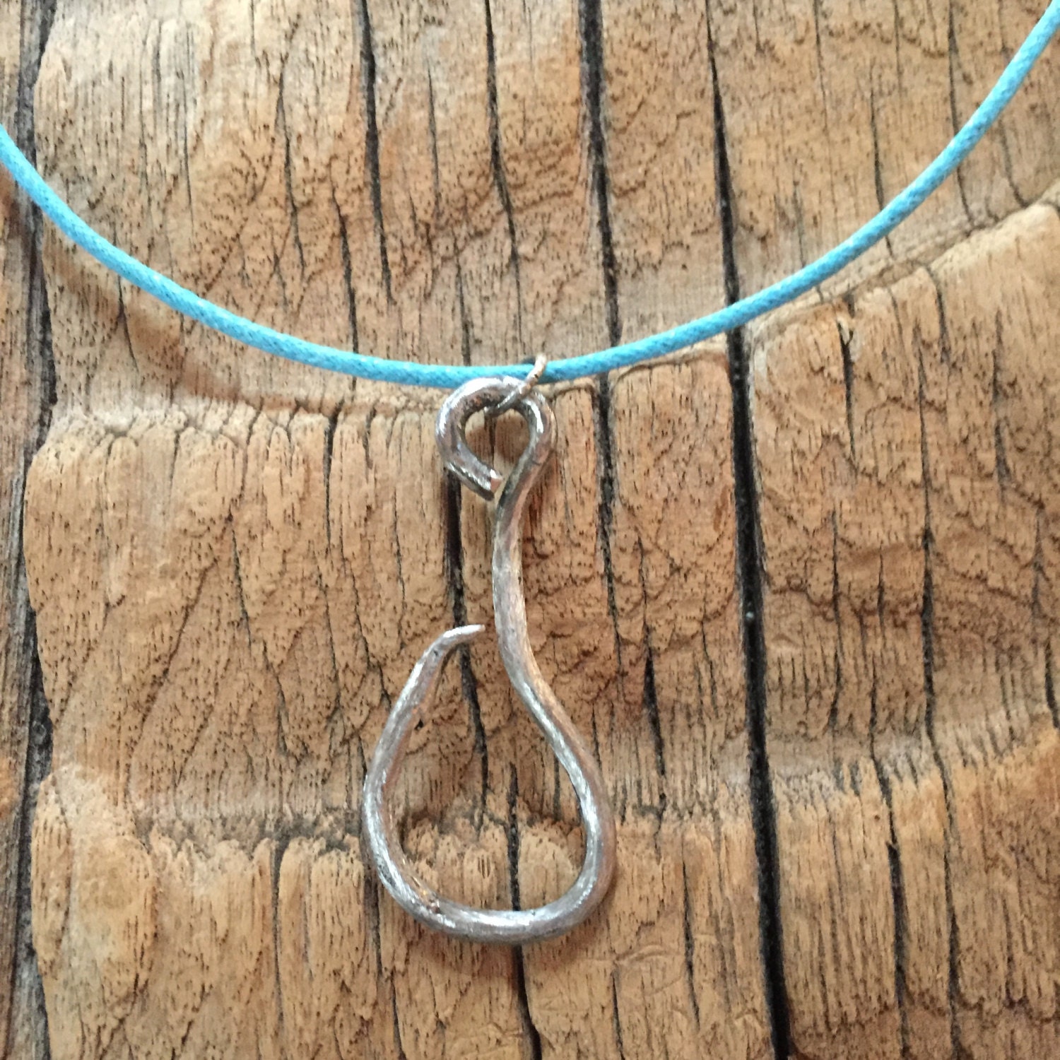 Upcycled Circle Hook Necklace on Waxed Cotton Cord