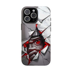 Itachi Uchiha Wall Break Fan Art | Epic Sharingan Eye Anime Poster / Phone Case