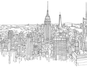 New York City Pen and ink Drawing