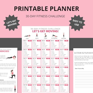 Plan de entrenamiento imprimible para principiantes: Desafío de fitness de 30 días (EE. UU. y A4)