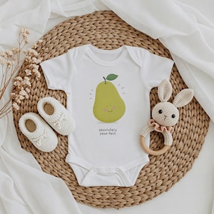 Baby Bodysuit – “Absolutely Pear-fect”  | Funny Baby Grow | Fruit-Themed Baby Gift | Cute Baby Shower Present | 100% Cotton Baby Clothes