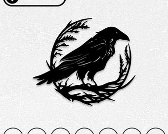 カラスレーザーカットファイル | CNCベクターアート（デジタルダウンロード）