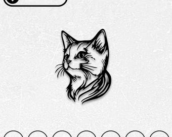 猫の壁アートレーザーカットファイル | CNC、Glowforge（デジタルダウンロード）