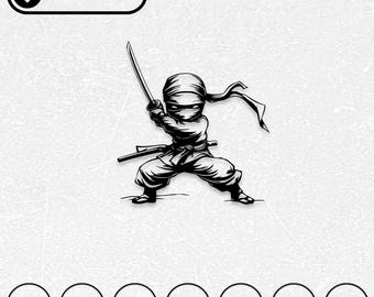 忍者戦士のクリップアート | レーザーカットファイル、彫刻用デカール（デジタルダウンロード）
