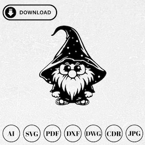 Gnome Svg Dxf Files | Christmas Laser Cut Files | Cnc Cutting Router | Glowforge Files | Engraving Decal | Digital Vector Instant Downloads