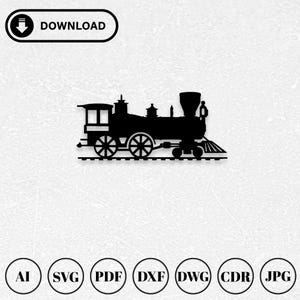 Vintage Train Svg Dxf Laser Cut Files | Locomotive Dxf for Cnc Laser | Cnc Cutting Router | Glowforge Files |Digital Vector Instant Download