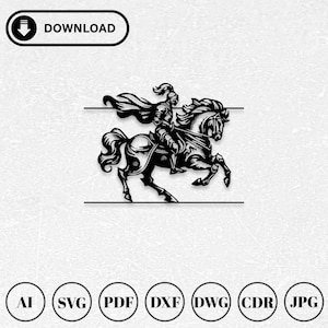 Knight Svg Dxf Pdf Ai Laser Cut Files | Knight Digital Vector Files | Knight Cutting Files for Cricut |Clipart Silhouette | Instant Download