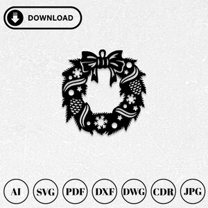 Christmas Ornament Dxf Svg | Christmas Laser Cut Wall Decor | Glowforge Christmas Files | Engraving Decal | Digital Vector Instant Downloads