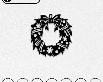 クリスマスリースオーナメント SVG DXF | レーザーカットファイル（デジタルダウンロード）