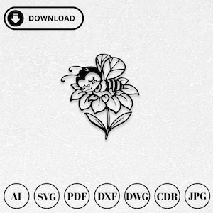 Bee Wall Art Dxf Svg Files | Bee Scene Laser Cut Files | Engraving Decal | Glowforge Files | Cnc Cutting Router | Instant Digital Download