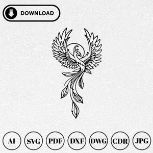 Elegant Bird Wall Art Dxf Svg Files | Laser Cut Files | Glowforge | Cnc Cutting Router | Engraving Decal | Digital Vector Instant Download