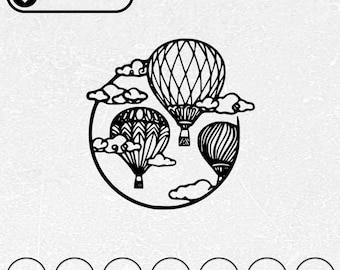 熱気球 SVG | レーザーカットファイル、CNCルーター（デジタルダウンロード）