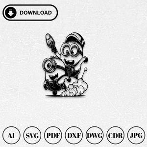 Minion Dxf Svg Ai Laser Cut Files | Funny Cartoon Vector File | Nursery Glowforge Files | Cricut Cut Files | Digital Vector Instant Download
